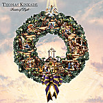 Thomas Kinkade Testament To Faith Lighted Wreath: The Passion Of The Christ Religious Art Wreath